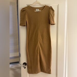Dudley Stephens Camel Puff Sleeve Mini Dress